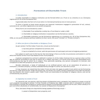 Formation Of Charitable Trust