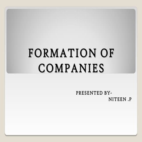 Formation of companies