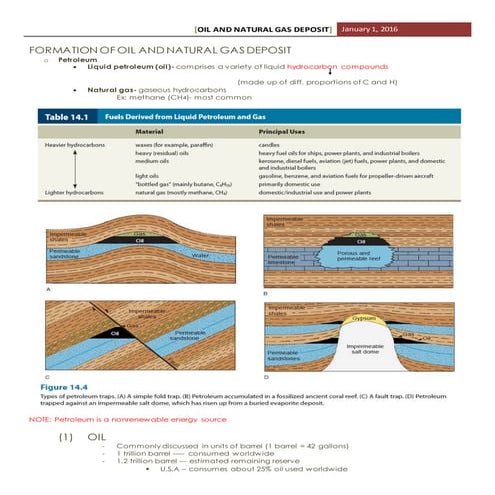 Formation of oil and natural gas deposit | PDF