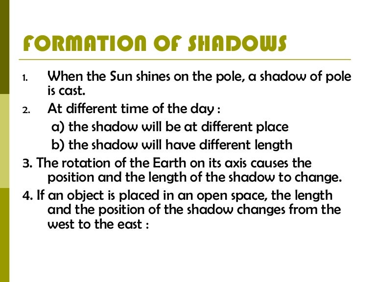 Formation of shadows
