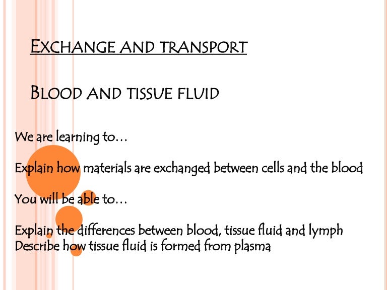 Formation of tissue fluid
