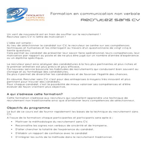 Formation Recruter Sans Cv