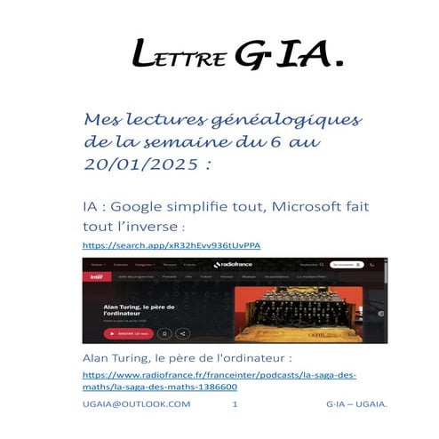 Ma Lettre numéro 1 sur l'intelligence artificielle et la G·IA