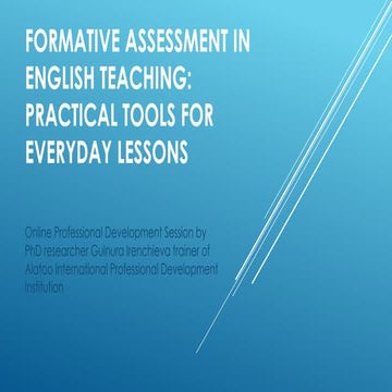 Formative Assessment in English Teaching: Practical Tools and ...