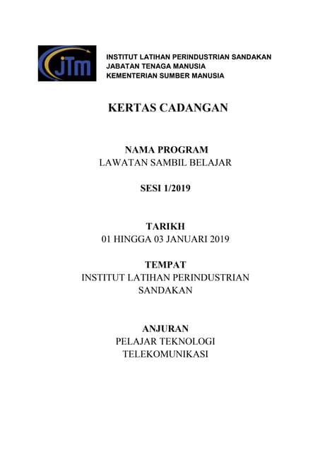 Format Kertas Cadangan Proposal Kertas Kerja