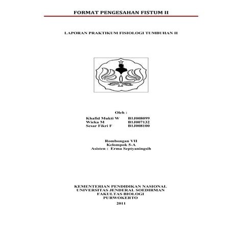 Format pengesahan laporan fistum ii 2012 | PDF