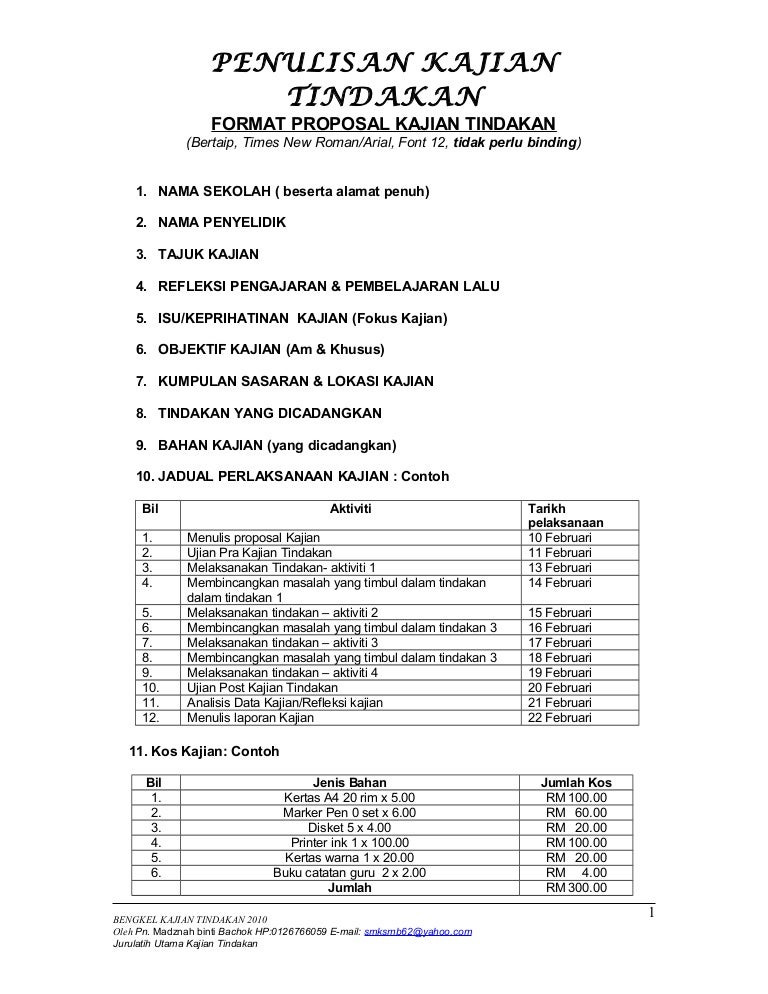 Format Laporan Kajian Tindakan