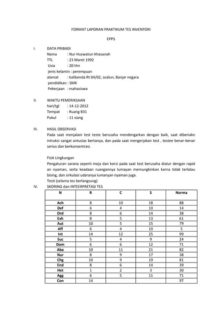 Tes Kepribadian Inventori