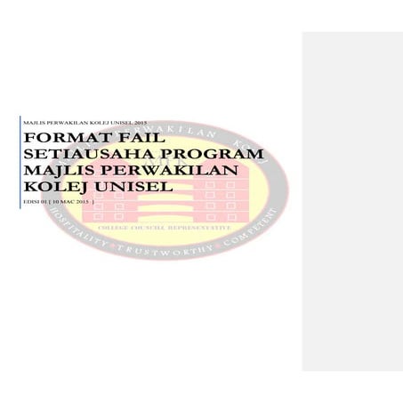 2015, RUJUKAN: FORMAT LENGKAP SETIAUSAHA PROGRAM/ PERSATUAN/KELAB/ ORGANISASI