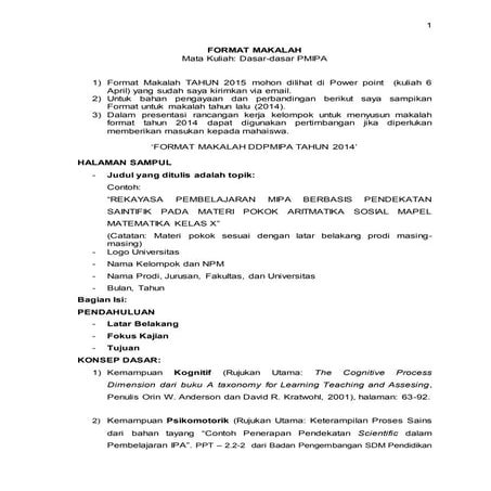 Format makalah DDP MIPA 