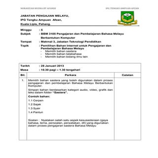 Format mingguan topik 4