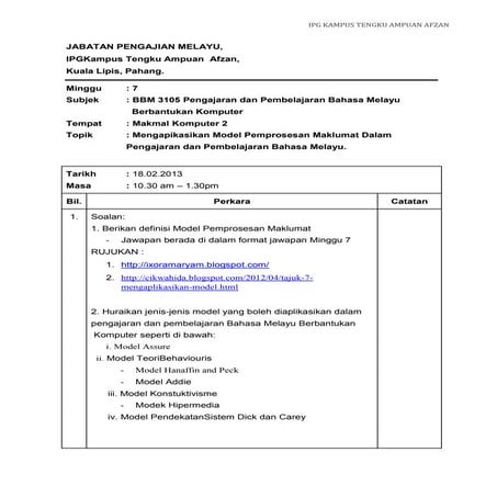 Format mingguan topik 7