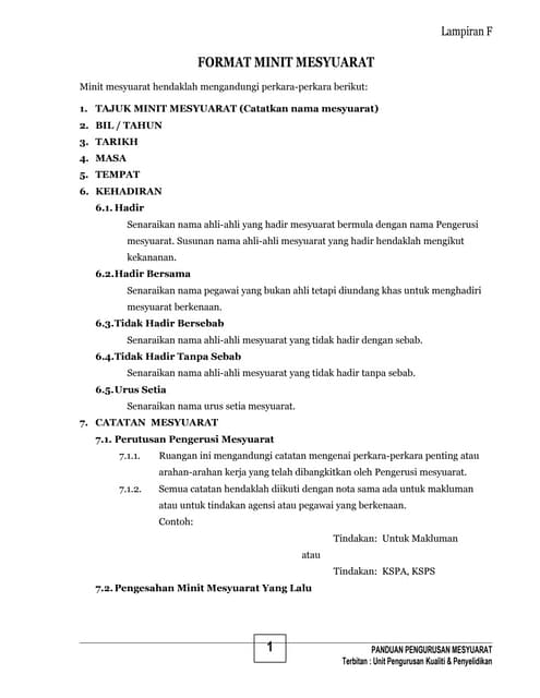 Format minit mesyuarat | DOCX