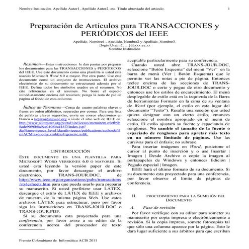 Informe tipo IEEE | PPTX