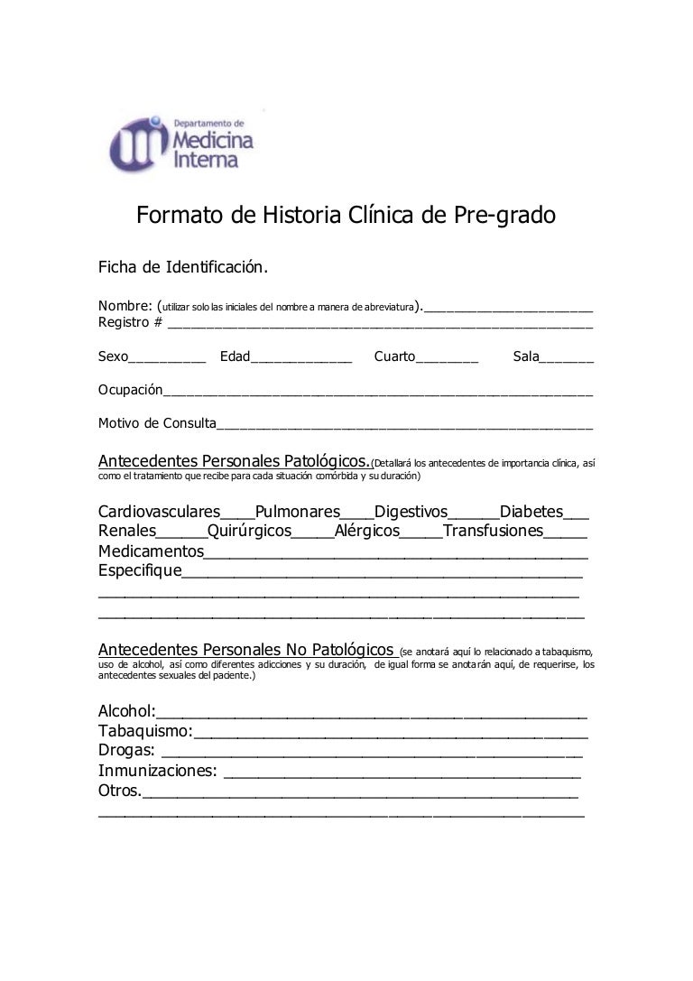 Formato dehistoriaclínicapregrado