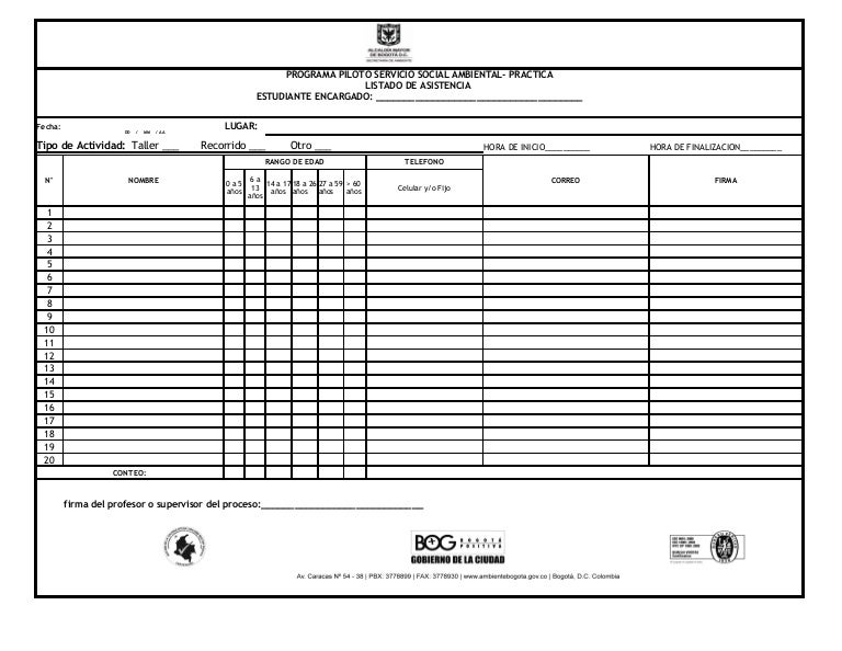 formatos para listas de asistencia