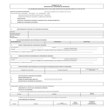Formato 3 registro del programa de inversion