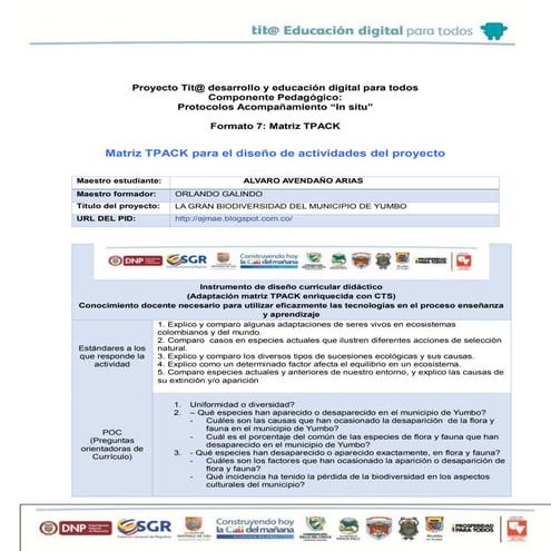 Formato 7 matriz_tpack actividades proyecto en ciencias naturales