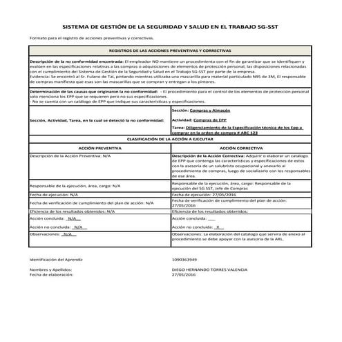 SEMANA 5. Formato acciones preventivas y correctivas. 