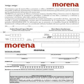 Formato afiliación MORENA 2013