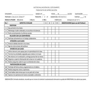 Formato de autoevaluación del estud...
