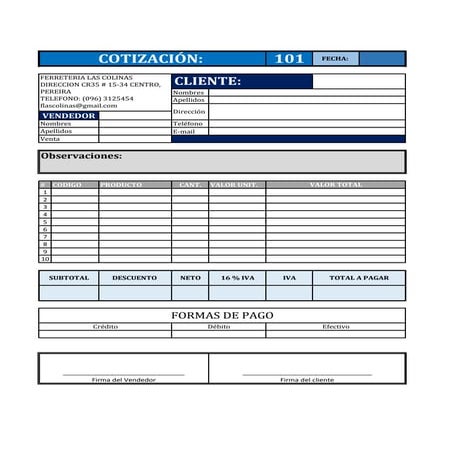 Formato de cotización