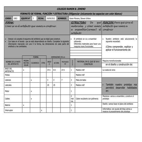 Formato de listado de materiales, herramientas, laura claros | DOCX