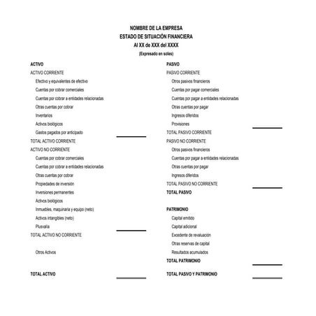 Formato Estado de Situacion Financiera | PDF