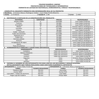 Formato de listado de materiales ,h...