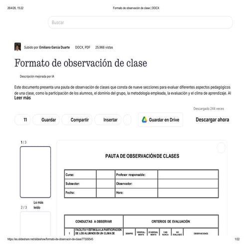 Comprehensive Classroom Observation Format for Effective Teaching ...