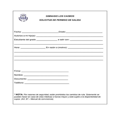 Formato de permiso de salida