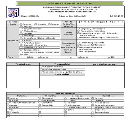 Formato de planeación por competencias