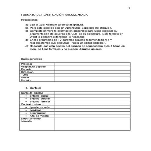 Formato de planificación argumentada