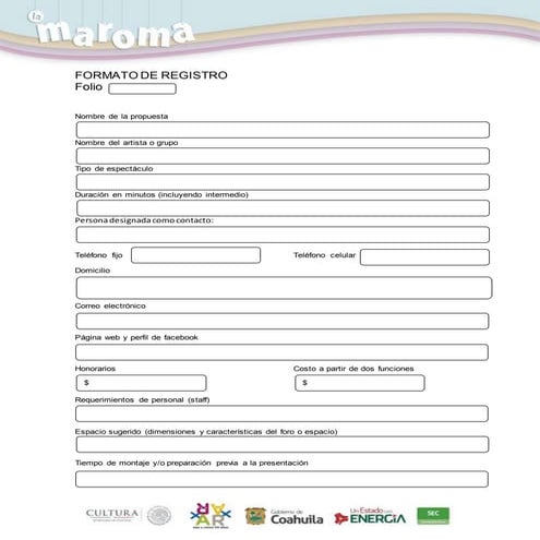 Formato de registro La Maroma 2016