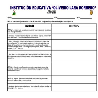 Formato De SocializacióN Docentes Estudio Decreto 1290 Abril 16 De 2009
