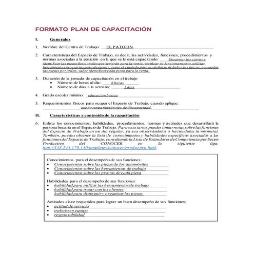 Plan de capacitacion | PDF