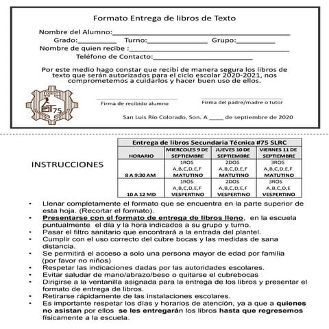 Formato entrega de libros | PDF