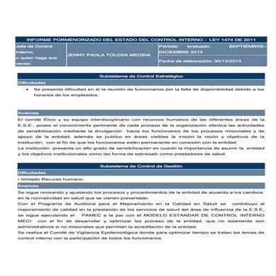 Informe pormenorizado del estado de control interno | DOCX