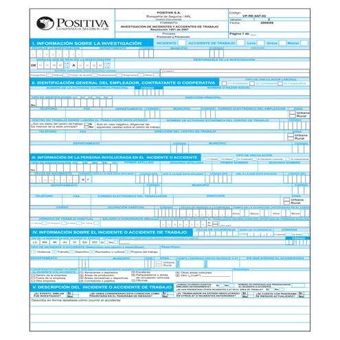 Formato investigacion de incidentes y accidentes de trabajo