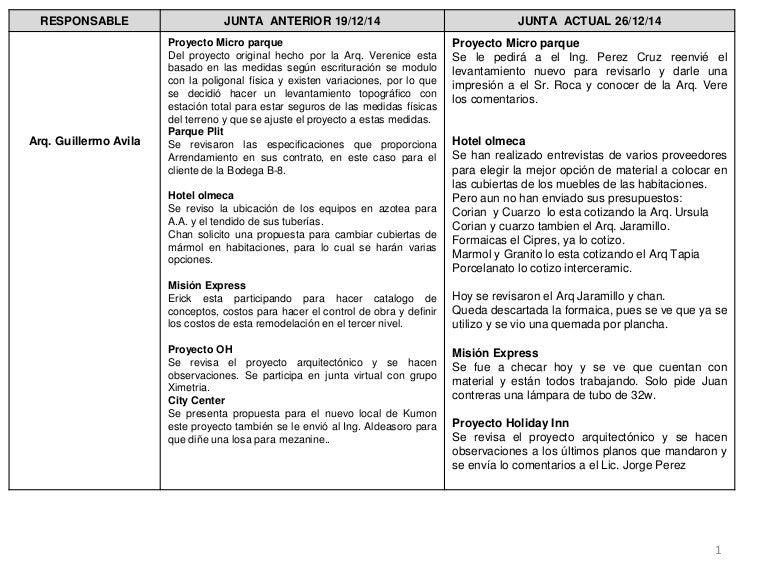 formato para minutas de juntas