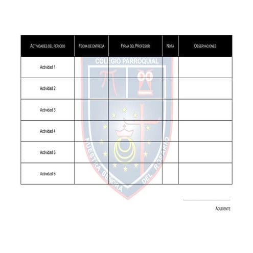 Formato para el control y registro de actividades [Sextos, Séptimo, Octavos & Noveno]