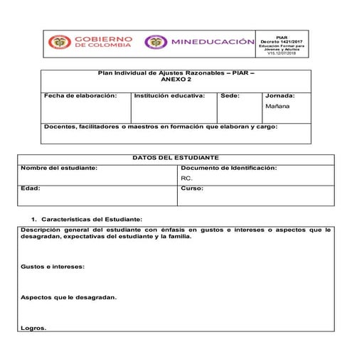 PIAR v 015. 2024 Plan Individual de ajustes razonables | DOCX