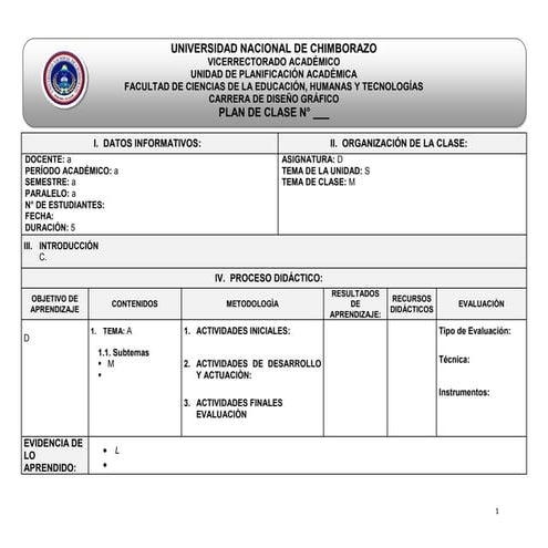 Formato plan de clase | PDF