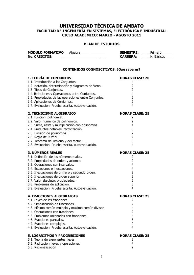 Formato plan de estudios