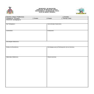 Formato planeación sesión primaria