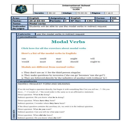 Formato plano 9th week6_mod_verb-indrequest