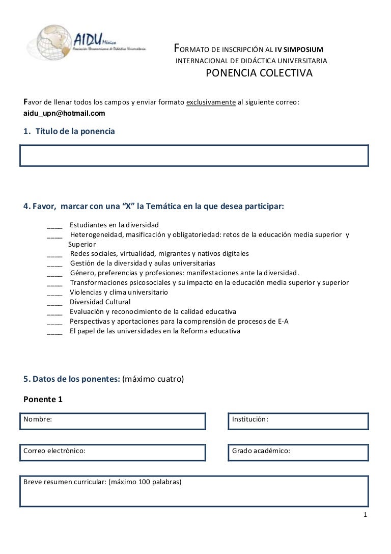 formato de resumen curricular para rellenar