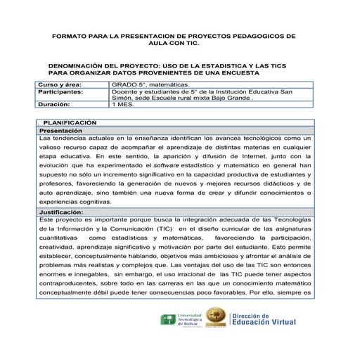 Formato proyecto de aula | PDF