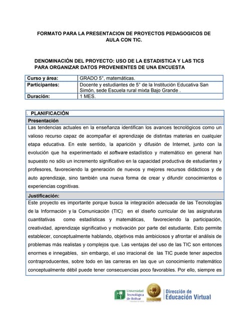 Formato proyectos de aula | PDF