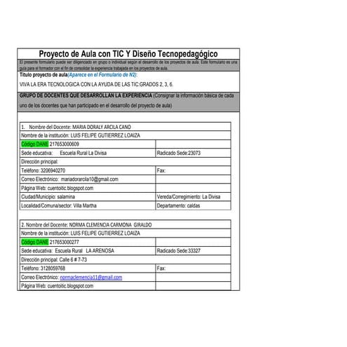 Formato proyecto de aula diseño tecnopedagógico | PDF